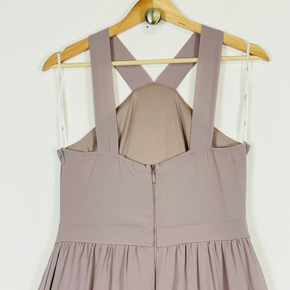 Lulus Dusty Lavender Halter Chiffon Layered Sleeveless Maxi Dress Womens Medium - Picture 4 of 5